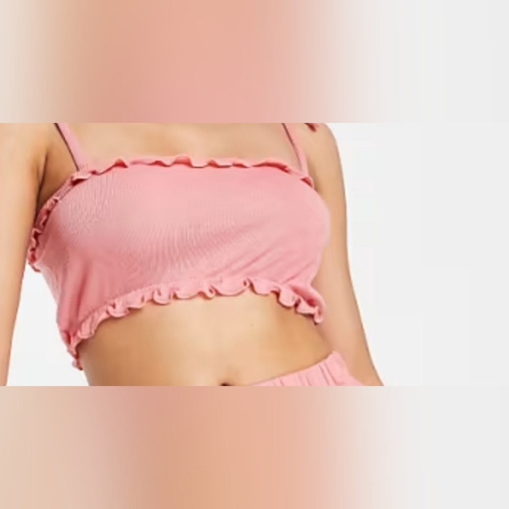 Anthropologie SizeS/M  Pink Ruffled Crop Top